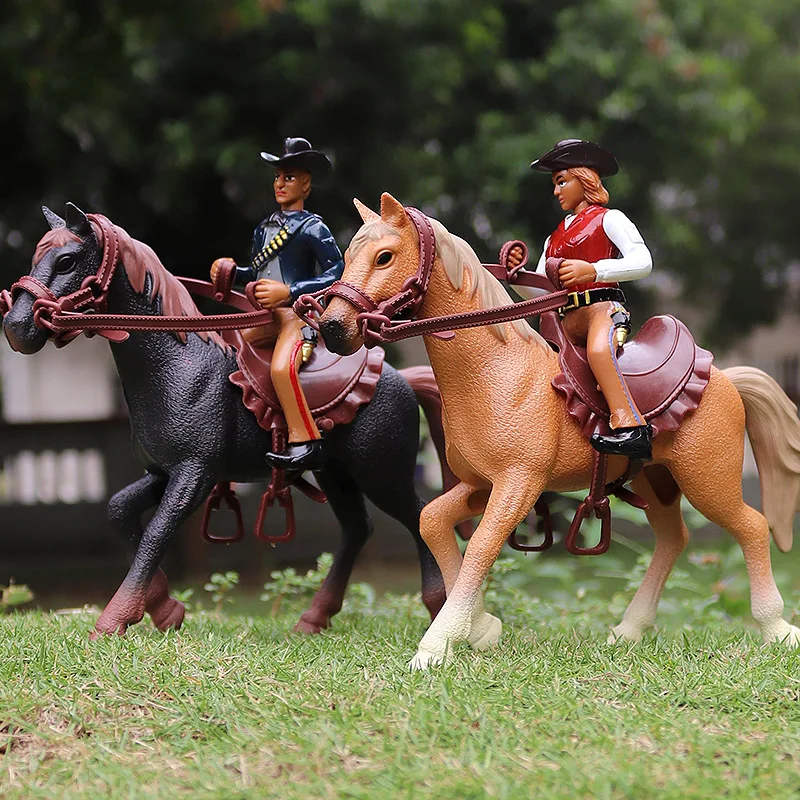 Oenux – Figurines d'animaux en PVC pour enfants, modèle de ferme Stable, cavalier cavalier cavalier, jouet