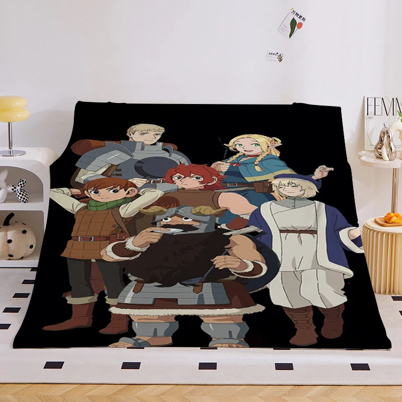 

Custom Blanket Sofa King Size Dungeon Meshi Anime Microfiber Bedding Warm Winter Throws Bed Fleece Nap Fluffy Soft Blankets