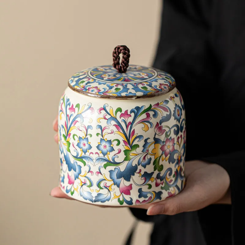 

Китайская керамическая банка для чая, высококачественная расписная декоративная емкость, многофункциональное домашнее хранилище для конфет, орехов, кофейных зерен и трав