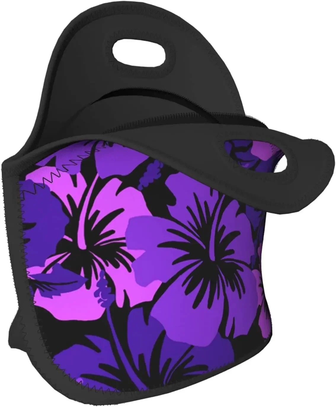 Purple Hawaiian Flowers Lunch Box Reusable Lunch Bag Tote Bag Insulated Lunch Bag for Women Men Lunch Box for Camping Gifts