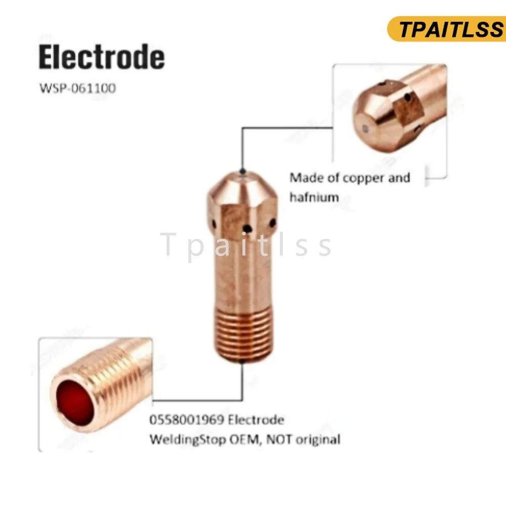 Electrode 0558001969 & Nozzle 0558002908 Tip 0.039'' 1.0mm 40A for Plasma Cutting ESAB PT-32 Torch 20Pcs