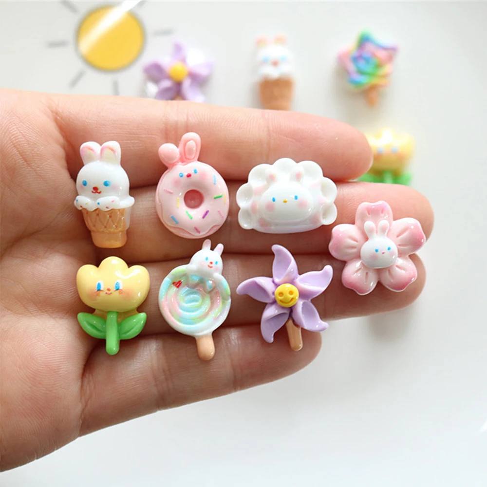 10PCS Mini Flower Windmill Series Resin Flat Back Cabochons For Hairpin Scrapbooking DIY Jewelry Craft Decoration Accessories