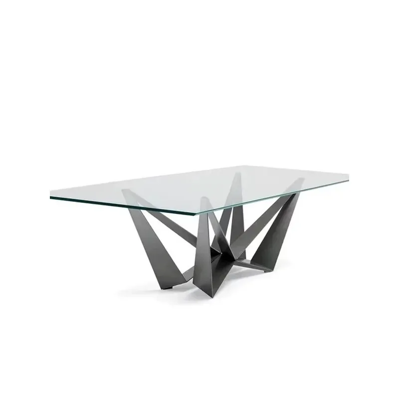 Nordic style simple modern tempered glass rectangular dining table Italian light luxury high-end 6 seats need to be