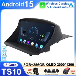 Car Android 15 For Ford Fiesta 2009 - 2019 Head Unit No 2din Carplay Radio Screen Navigation Auto Stereo Monitor QLED Video BT