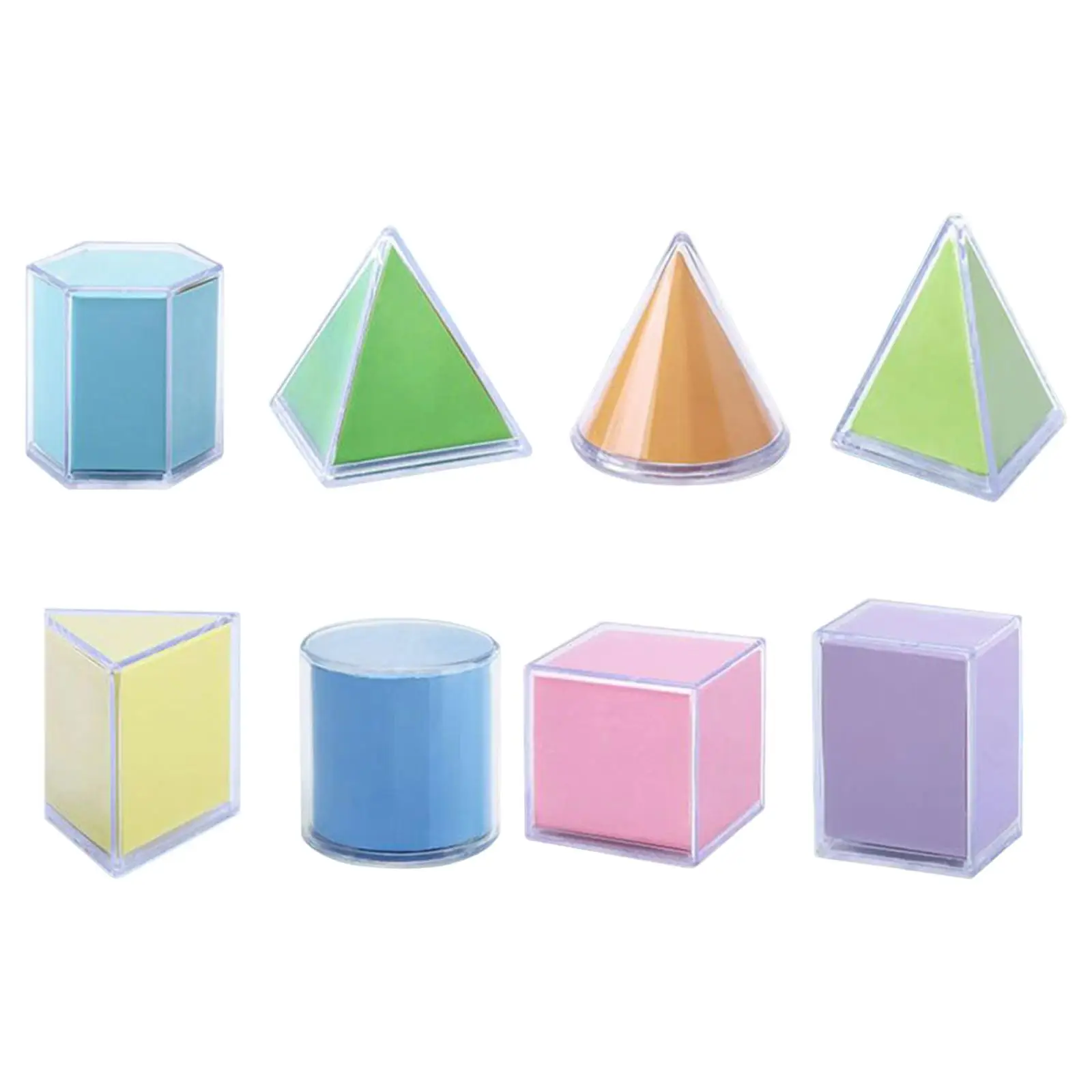 8 Pieces 3D Shape Geometric Toys Shape Sorter Sorting Toy Math Teaching Toy for Homeschool Math Helper Ages 3+ Kids Boys Girls