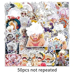 10/30/50pcs Cool One Piece Anime Luffy 5 Gear Stickers DIY Motorcycle Luggage Suitcase Waterproof Cartoon Decals For Kids Toys