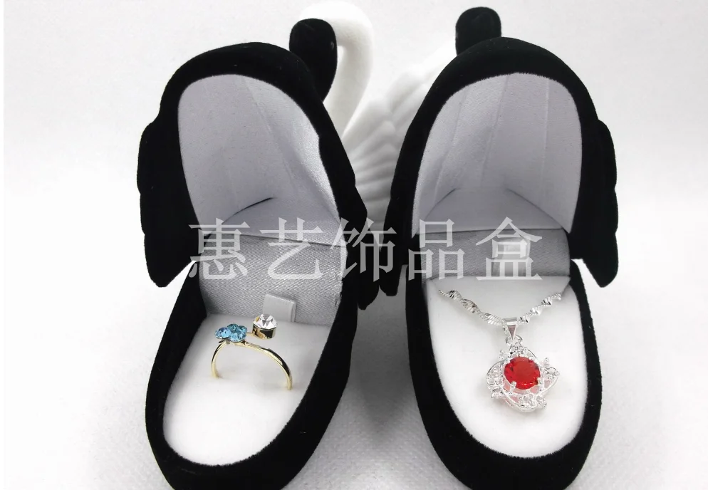 10pcs/lot creative style ring stud earring necklace jewelry storage box mini swan shape jewelry box