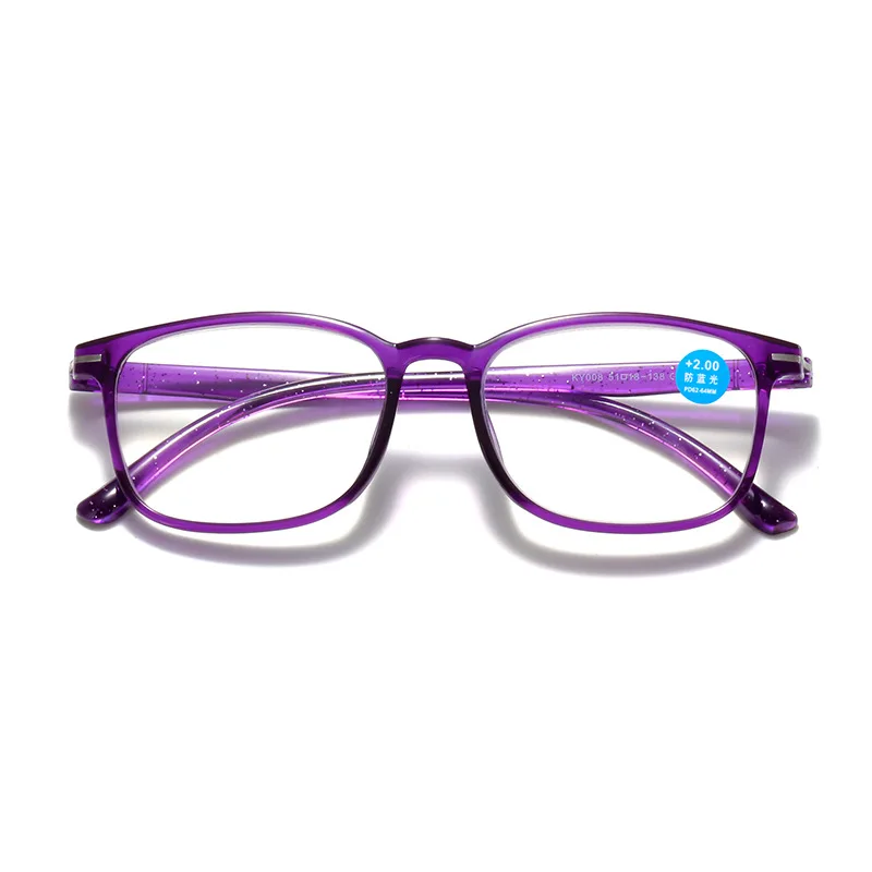 Frauen Kunststoff Lesebrille Kleine Rahmen Lila Presbyopie Brillen Männer Anti Blau Licht Brillen Für Lesen + 1,0 + 1,5 + 2,0 – Detail 10