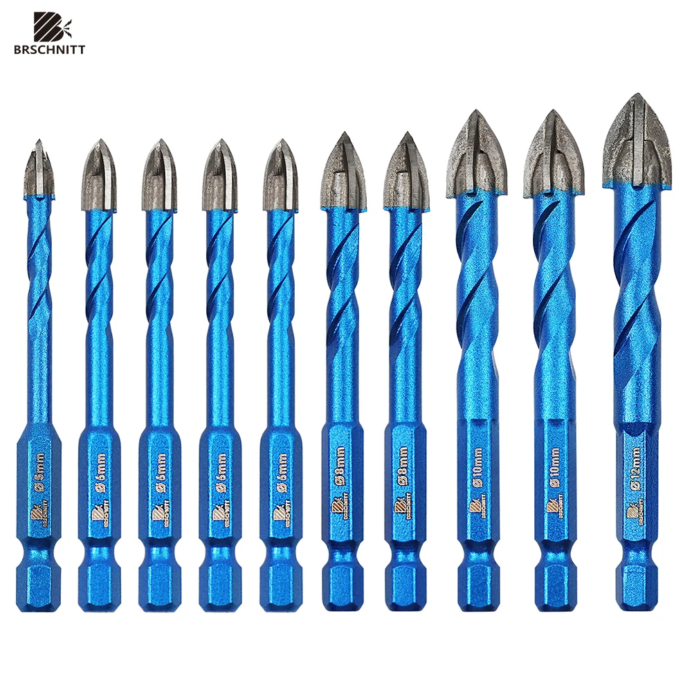 BRSCHNITT 10PCS Dia 5666688101012mm Carbide Tipped Drill Bits Set Quick-fit Hex  Woodworking For Plastic Masonry Ceramic Tile