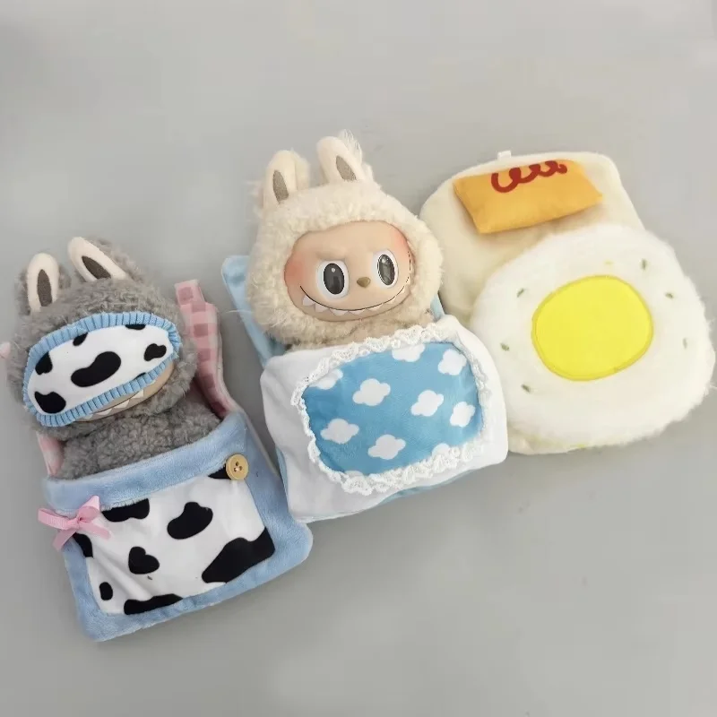 Zestaw pościeli do śpiwora dla lalki Labubu 17 cm, urocze akcesoria do zabawek do odgrywania ról, dekoracje do pokoju dziecięcego, śliczne ubranka dla lalek