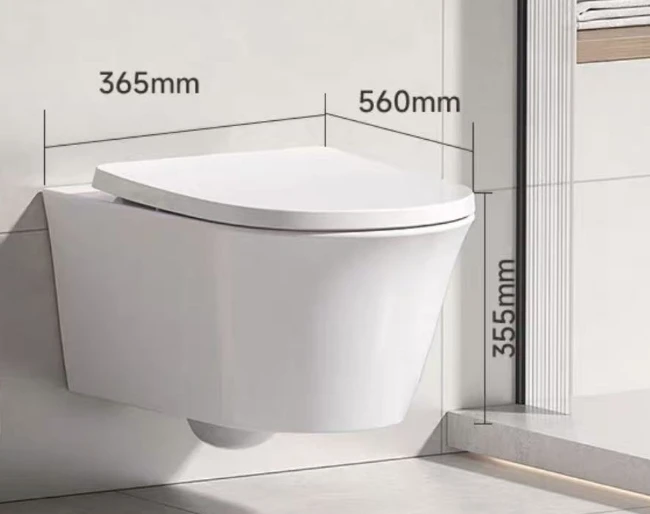 Wall Mounted Toilet, Hight Quality Bidet Toilet Seat Glazed Ceramic Sanitary Ware One Piece Wc Toilet Wall Down Rimless