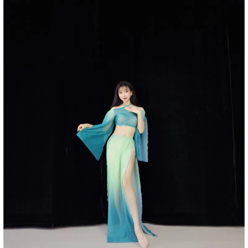 أزياء الرقص الشرقي المخصصة فستان الرقص الشرقي ممارسة الملابس مجموعة الملابس المبتدئين مجموعة شبكة التدرج