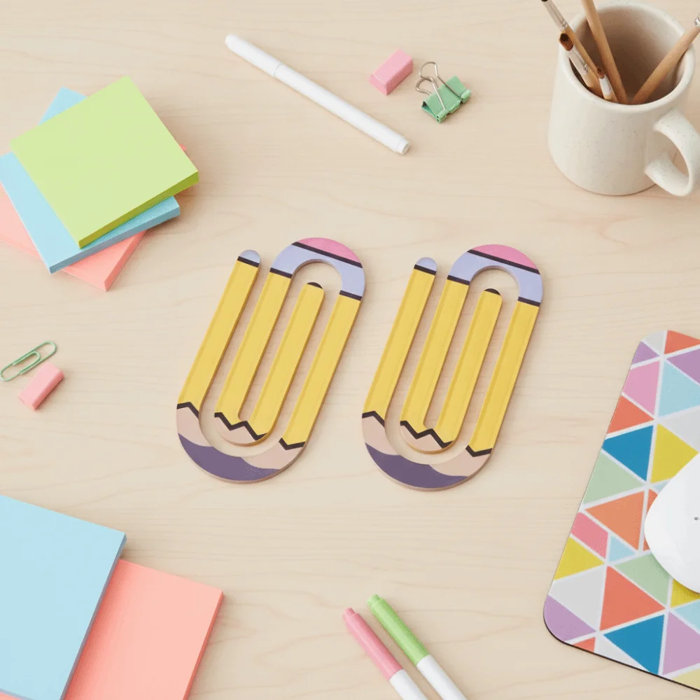 10pcs Clear Acrylic Paperclip Bookmark Smooth Edges Bright Colors Pencil Bookmark Lightweight Material Double Sided Page Marker