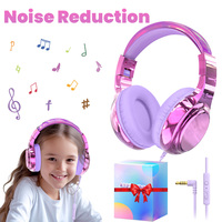 QearFun Fashion Headphones for Girls School Noise Cancelling Wired Headphones with Microphone for PC Computer Kids Gifts New