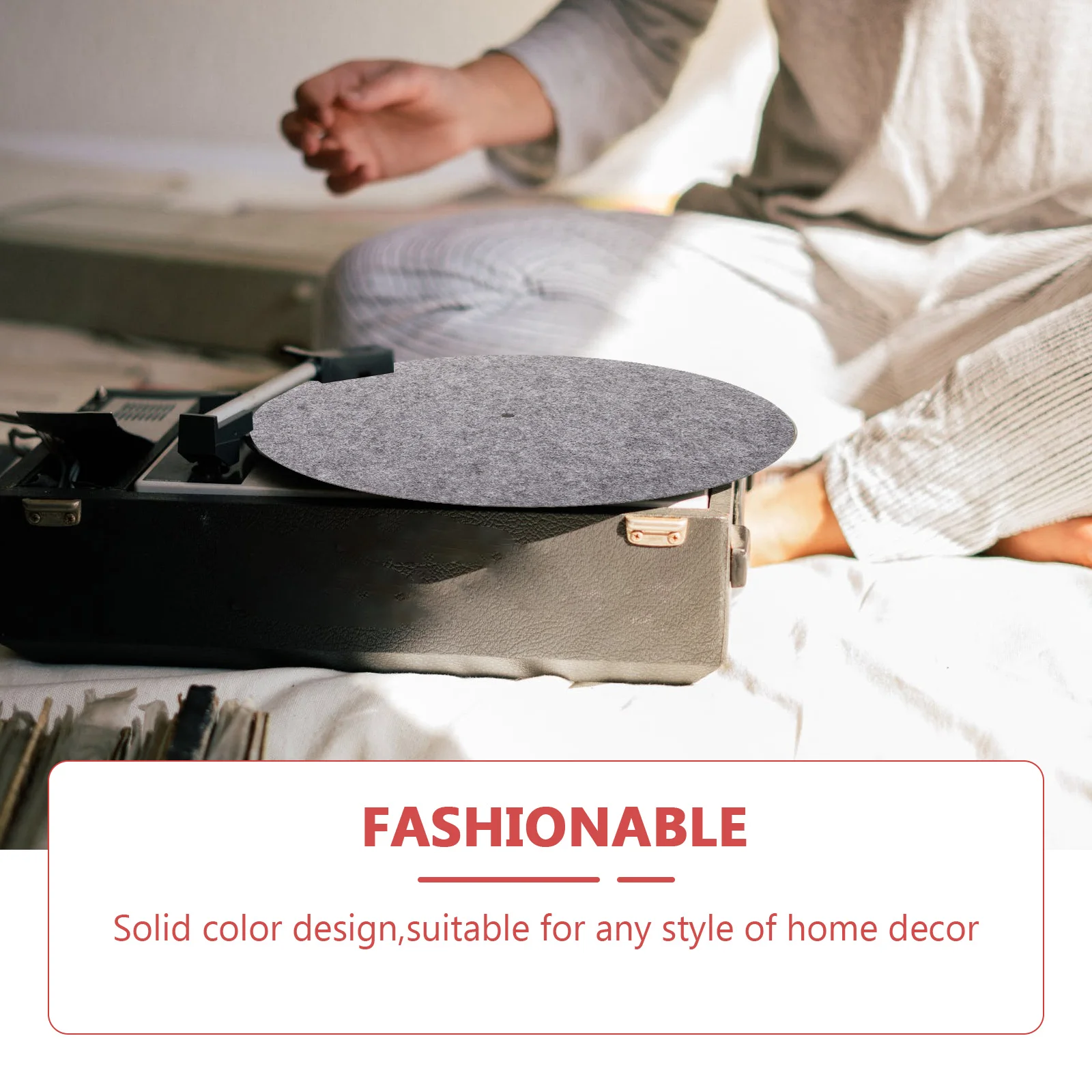 

2 Pcs Record Mat Voice Recorder Recording Equipment Grey Felt Vinyl Player Turntable