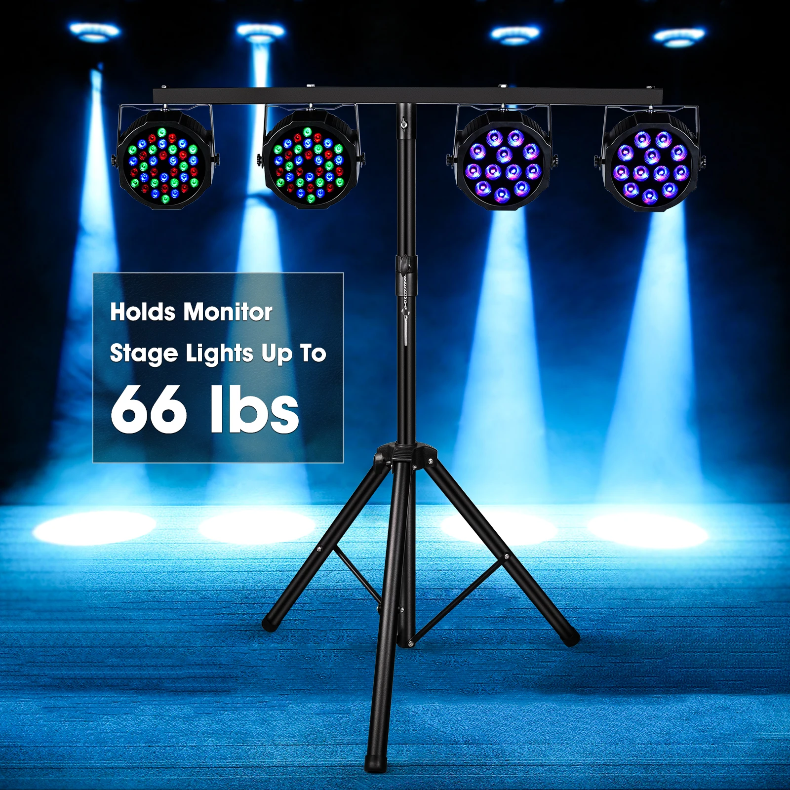 Imagem -02 - King-t-shaped Stand para dj Suporte de Iluminação de Palco Tripé Ajustável para Par Cans Wash Lights Pro Audio u