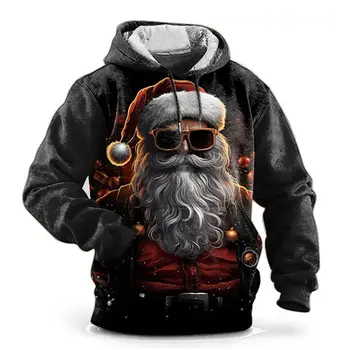 Chrismas Men's Hoodie Print Sweatshirts For Men Harajuku Hooded Shirt Pullover Casual Clothes Streetwear Top Men's Clothing