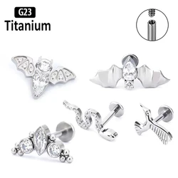 G23 Titanium Lip Piercing Internally Thread Animal type ASTM f136 Labret Lip Rings Helix Tragus Studs Earrings Lobe Body Jewelry