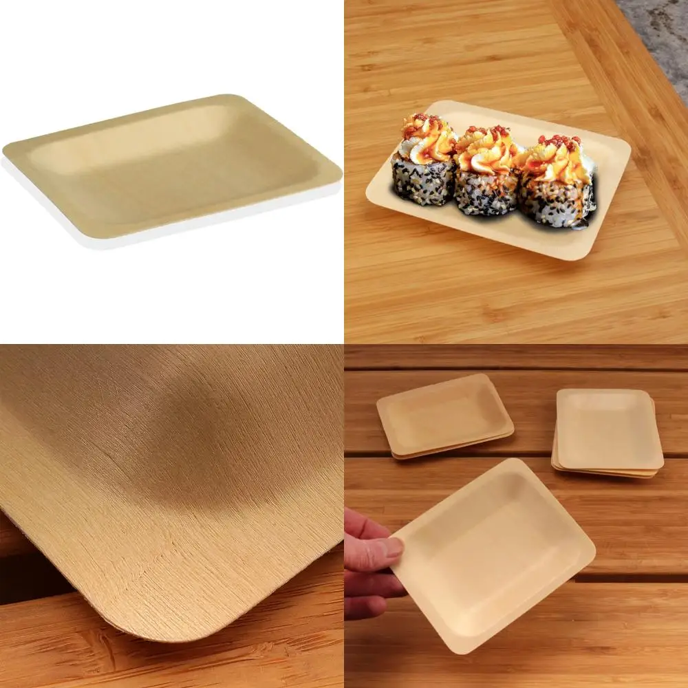 

Одноразовые прямоугольные деревянные тарелки 4,7 x 3,75 x 0,5 дюйма — оптом из 300 экологически чистых столовых приборов