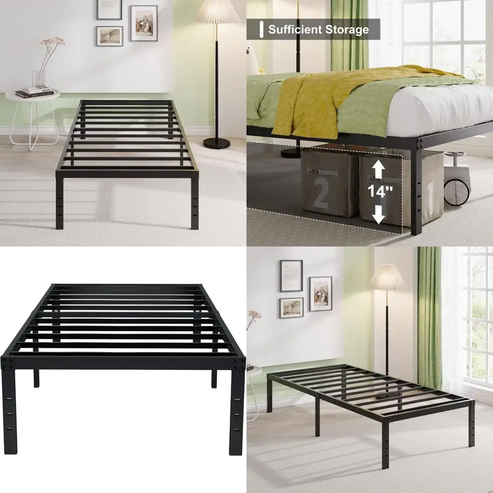 

16, сверхпрочный металлический каркас двуспальной кровати — коробчатая пружина не требуется, простая сборка, бесшумный, черный