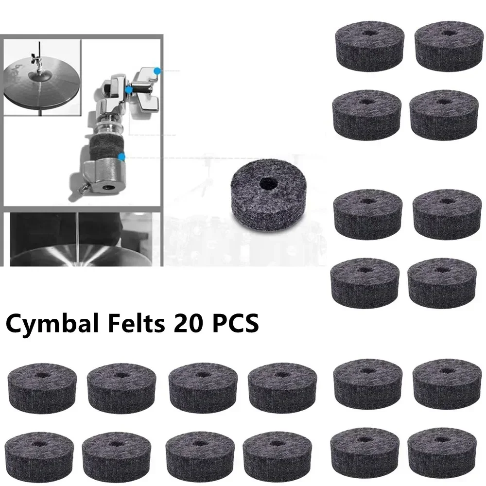 20pcs Cymbal Felt Washer Felts Crash Cymbals Clutch Felt Drum Parts Set Gray Accessories Drum Felt Washer