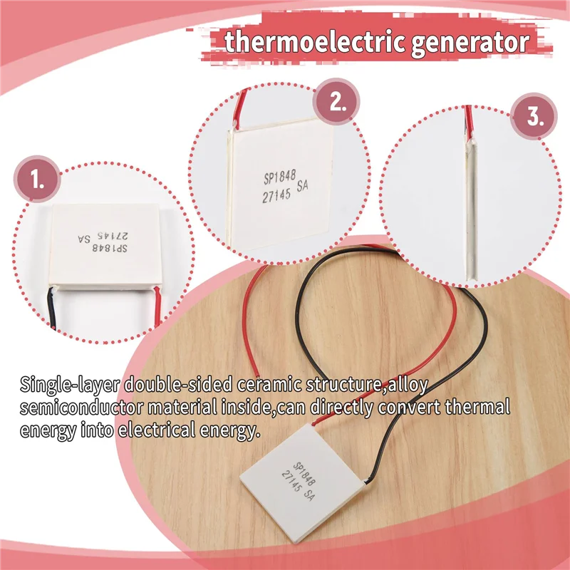 AED6-Thermoelectric Peltier Module, High Temperature Thermoelectric Power Generator Peltier TEG 150Celsius,White 40X40mm