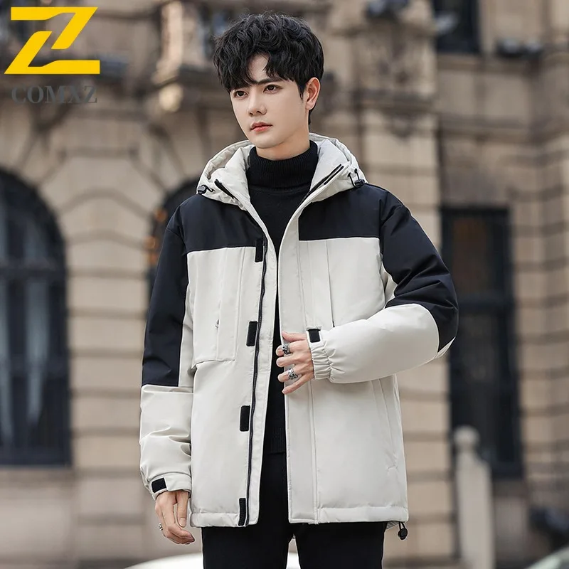 COMXZ 2025 Mens Womens Fleece Lined Thickened Stand Collar Winter Jacket Waterproof Windproof Outdoor Sports  Reversible Coat