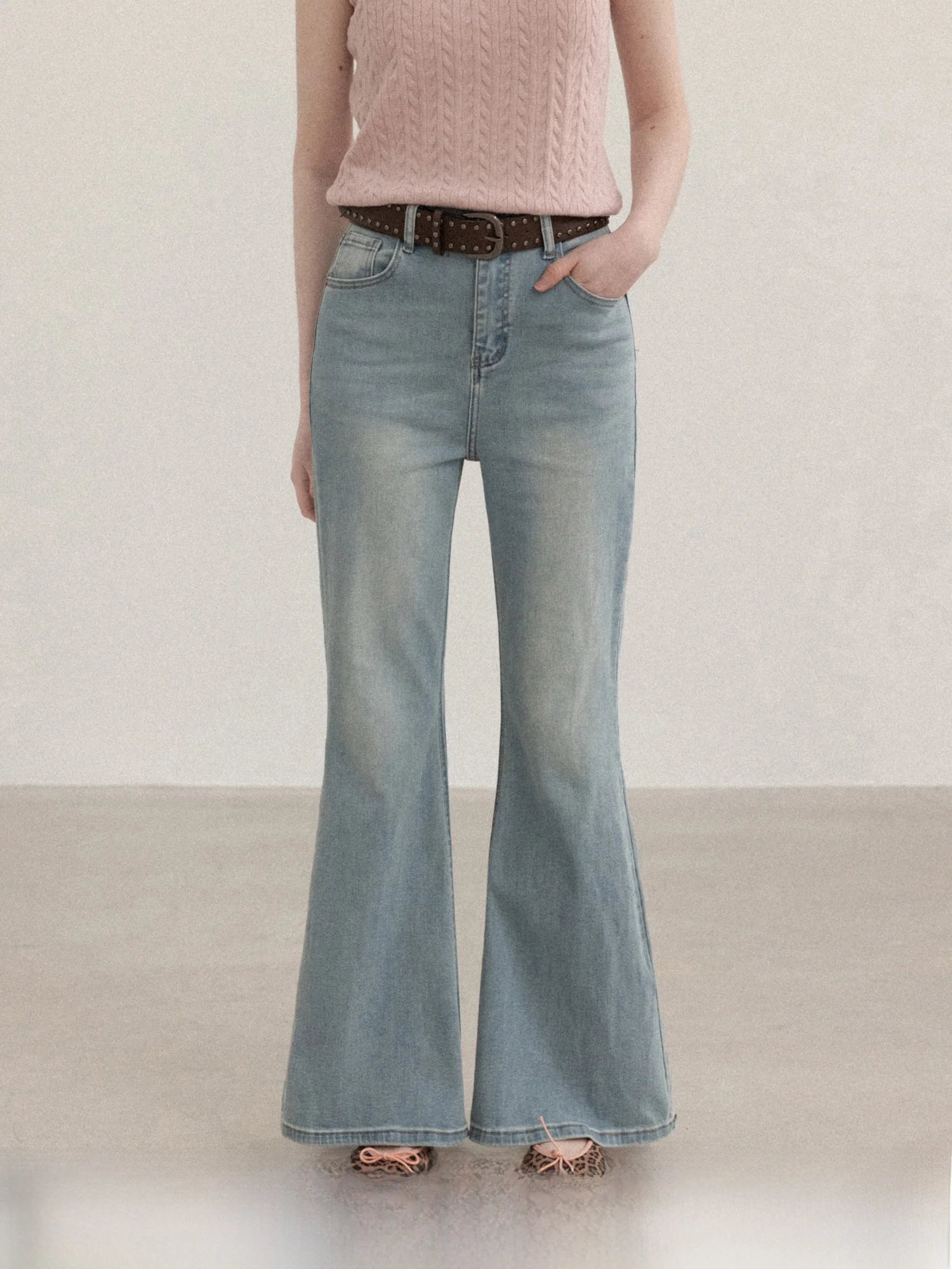 

Retro Blue High Waist Slimming Jeans Women's Spring Commute Versatile Micro Flare Pants Soft Comfortable Casual Sle