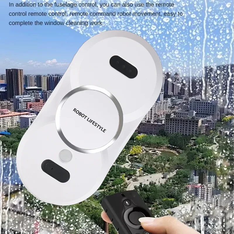 Window Robot Glass Washer Machine with Double Water Tank, Automatic Wet Wipe, Remote Control, Smart Electric Window Cleaner