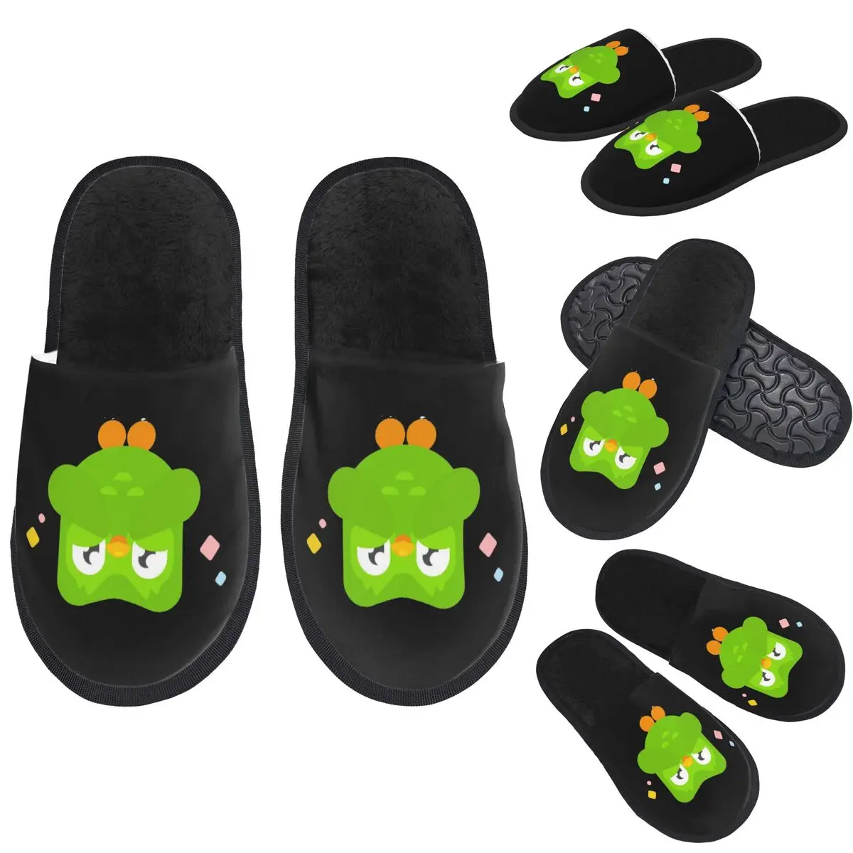 

Custom Duolingo Owl Duo Slippers Memory Foam Warm Soft Women House Slipper Bedroom Comfy Shoes