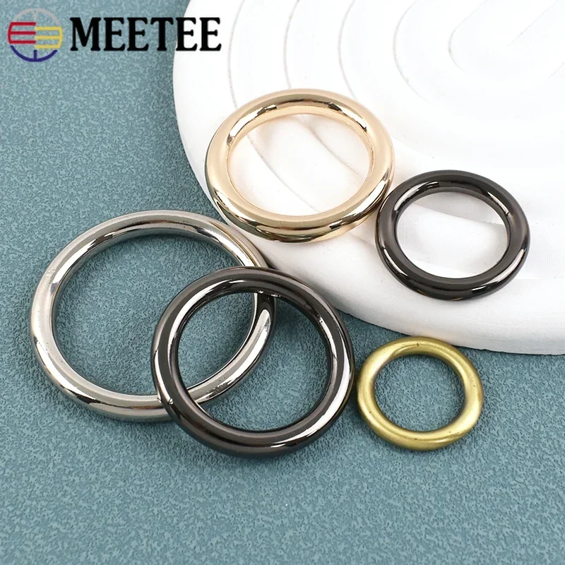 5/10P Meetee 15-50mm Metal O Ring Hook Circle Bag Strap Connection Loop Collor Shoes Clothes Loops Clasp Carabiner Clip Hardware