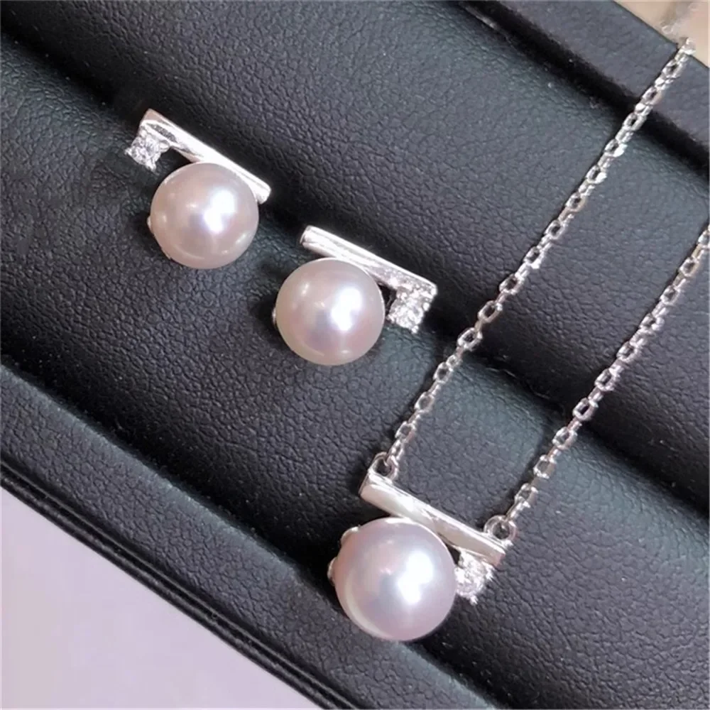 

DIY Pearl Accessories 18K Bag Gold Copper Thick Gold Plated Classic Necklace Stud Earrings Set Work in Progress Female