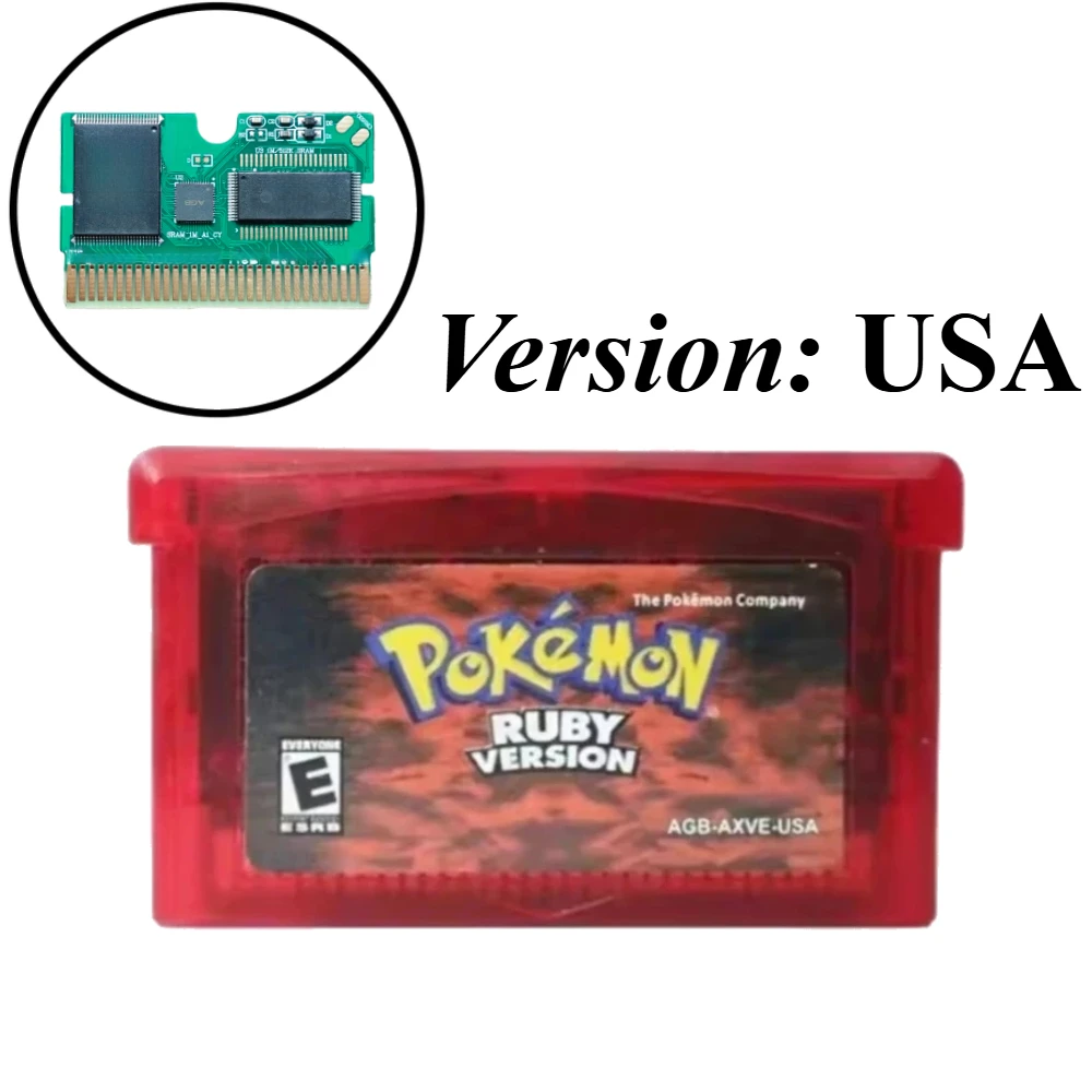 32 Bit Video Pokémon  GBA Game Card Bundle USA Version Ruby Sapphire Emerald FireRed LeafGreen Gameboy Advance Cartridge view 4