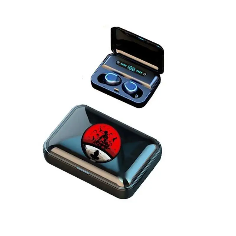 나루토 이어폰 무선 블루투스 고화질 스포츠 이어폰 충전 케이스 Uchiha Sasuke 만화 휴일 선물 이어폰