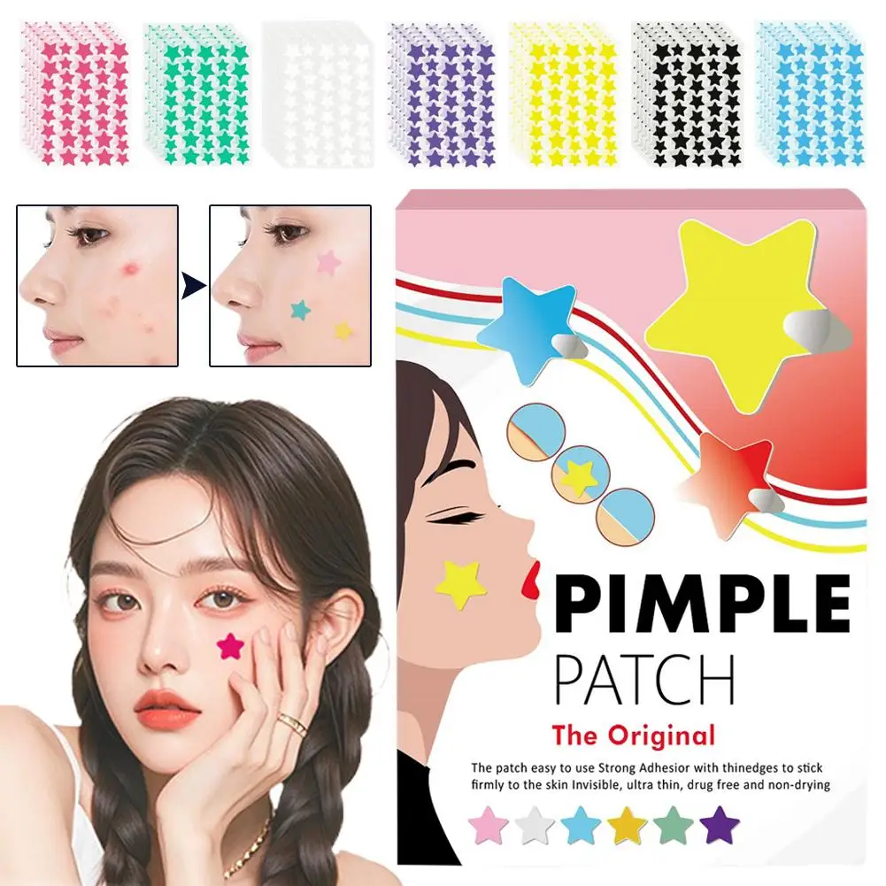 560pcs Colorful Star Pimple Removal Sticker Invisible Breathable Hydrocolloid Acne Patch Anti-Acne Spots Marks Concealer Makeup
