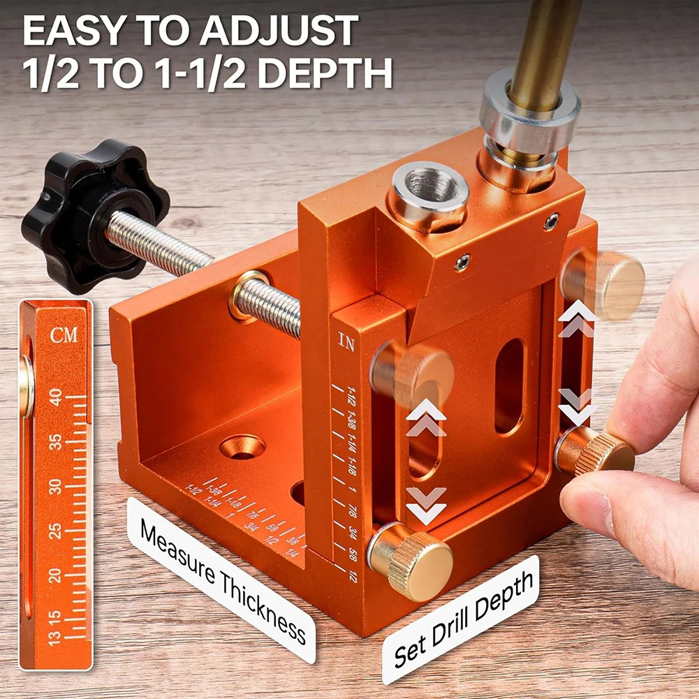 

Pocket Hole Jig Kit Metal Drilling Locator Woodworking Guides Dowel Hole Jig Adjustable Oblique Hole Locator Woodworking Tools