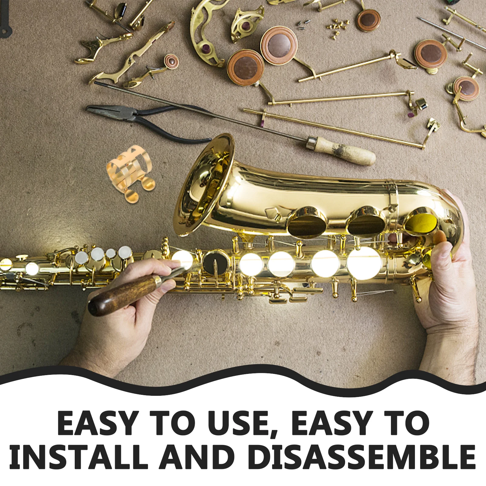 

Saxophone Clip Alto Sax Ligature Metal Reed Fastener Strong Hold Tonal Clarity Wind Instrument Accessory Parts