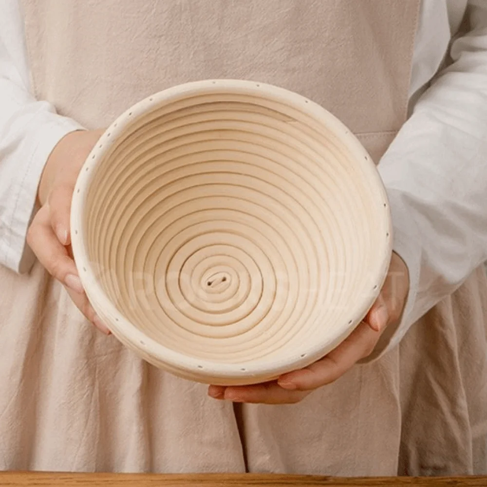 Round Bread Proofing Basket Linen Lining Handmade Dough Rising Rattan Basket Bread Fermentation 6 Sizes Bread Basket Home Baking