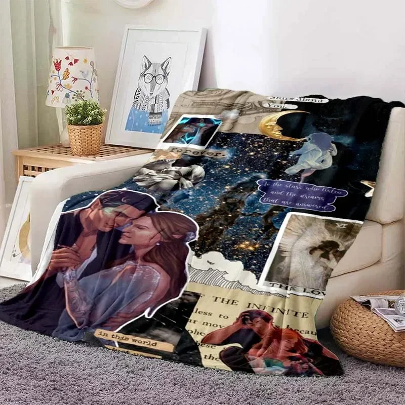 

Popular Acotar pattern blanket star art flannel thin blanket portable home travel office lunch break blanket