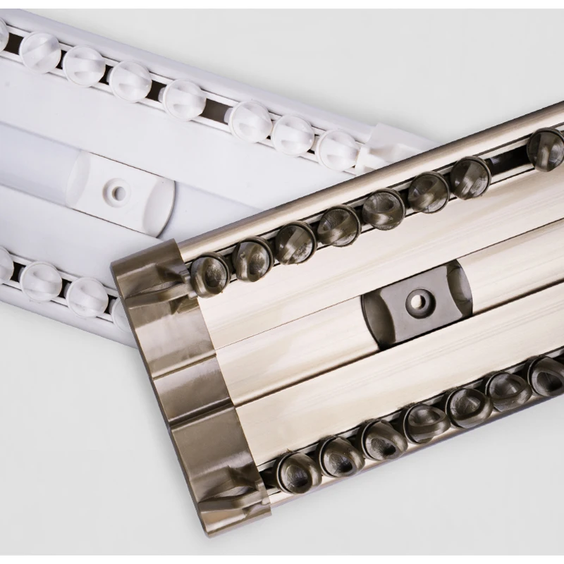 Luxurious Double Rails Straight Curtain Track Set Thick Nano Silent Curtain Rod Accessories for Ceiling Installation