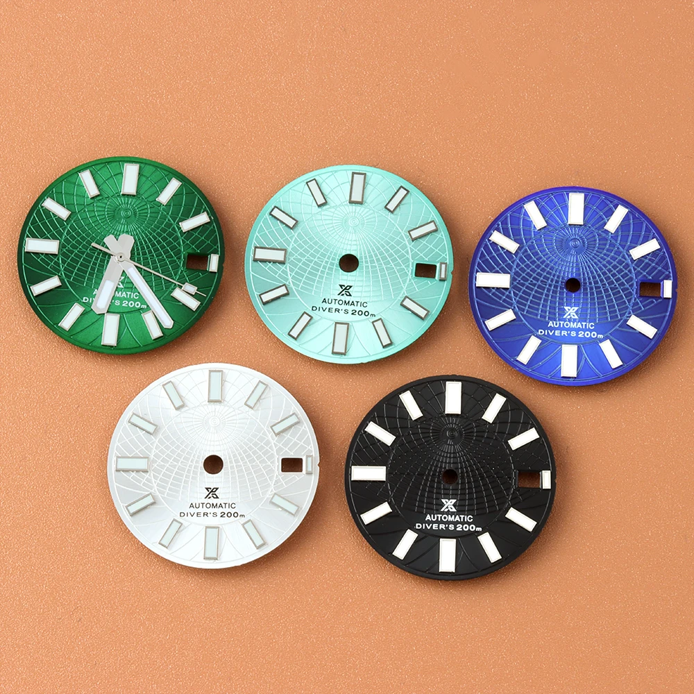 

28.5mm NH35 Dial Green/Blue/White Watch Dial Hands Modified Parts Green Luminous Replacement Seiko mod For NH35 NH36 Watch Dial