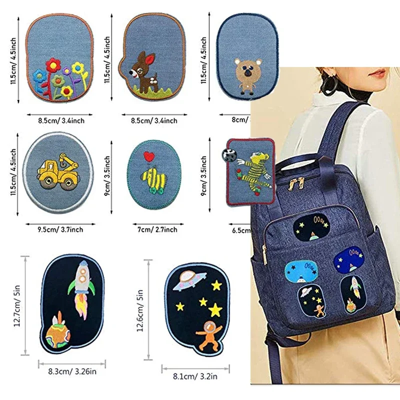 11/12Pcs Elbow Knee Patches Cartoon Sewing Repair Iron On Patch Repair Kit DIY Children Clothing Jeans Sticker Embroidered Badge