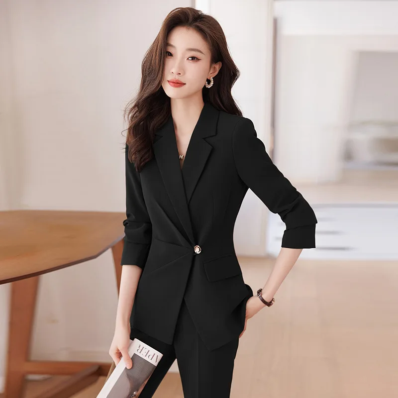 White Suit Jacket for Women Spring and Autumn Business Wear Dignified Goddess Fan High-End Workplace Fashion High-Grade Suit