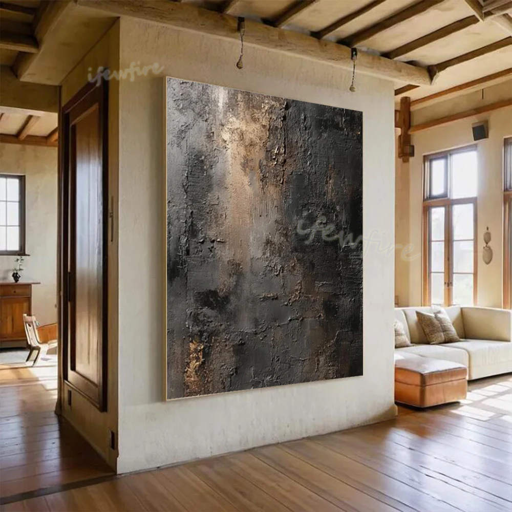 Fashion Modern Abstract Oil Painting 100% Handmade Black Gray Wall Mural Top Art Picture for Living Room Decor Image Artwork