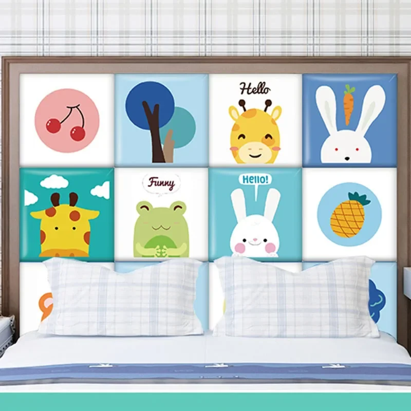 

Cartoon Animal Bed Headboard Stickers Tatami Decor Anti-collision Wall Panels Kids Room Wall Decor Cabecero Cama Bed Head