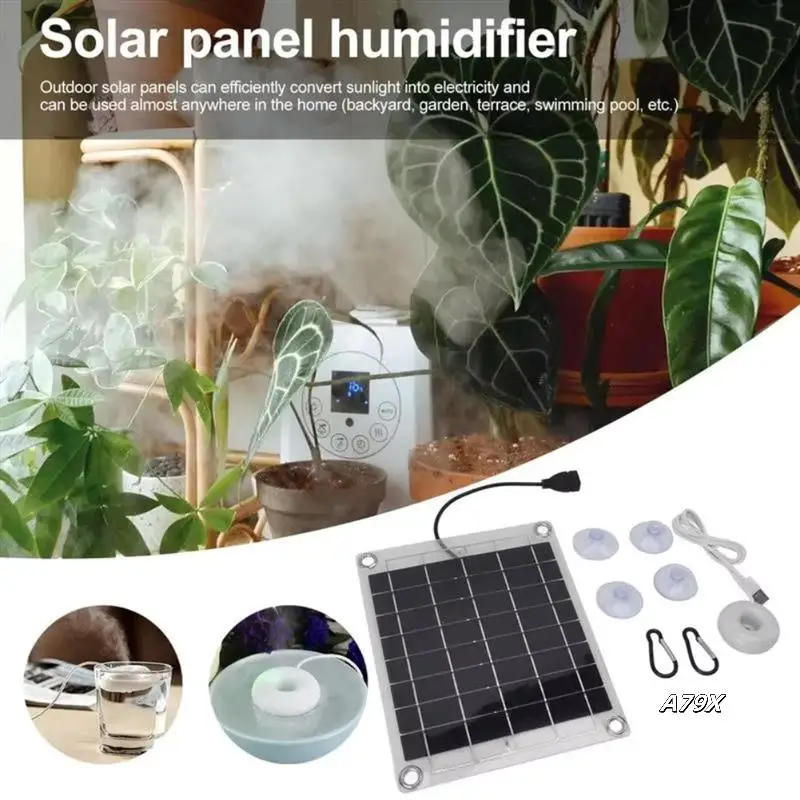

Solar Panel Humidifier 10W Single Sided Portable USB Atomizer Energy Saving Moisturizing Water Pump Gardening Supplies