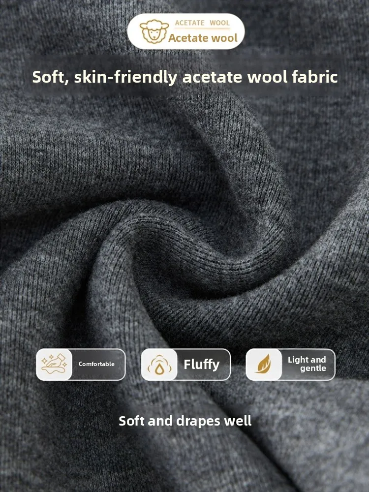 Spodnie damskie z acetatu wełnianego, z wysokim stanem, rozszerzane, zimowe, ocieplane, z podszewką, spodnie typu camera, codzienne spodnie bootcut do ziemi.