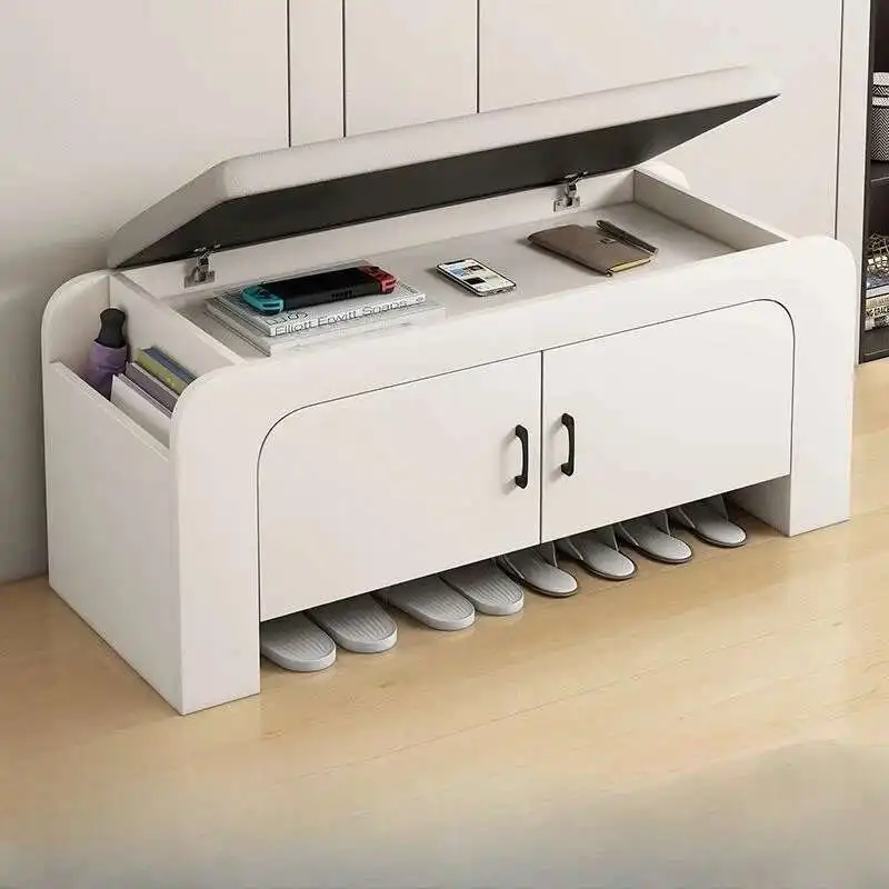 

Customizable Solid wood formaldehyde free shoe changing doorstep stool multifunctional storage integrated shoe rack and shoe cab