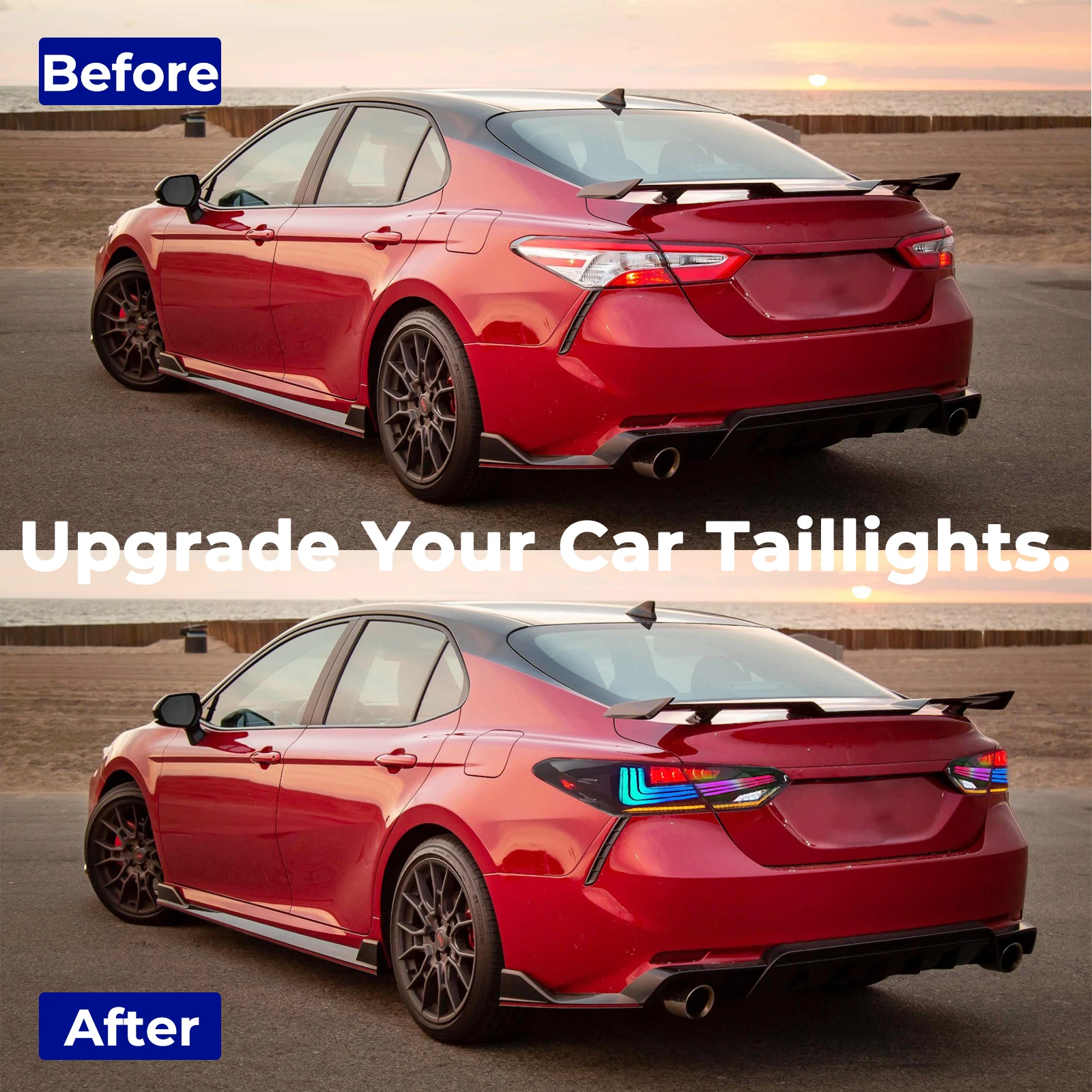 New RGB Style LED Taillight CAM-B005 12V Auto Lighting System For 2018-2023 Toyota Camry 8th Gen Red Lens Color Rear Position