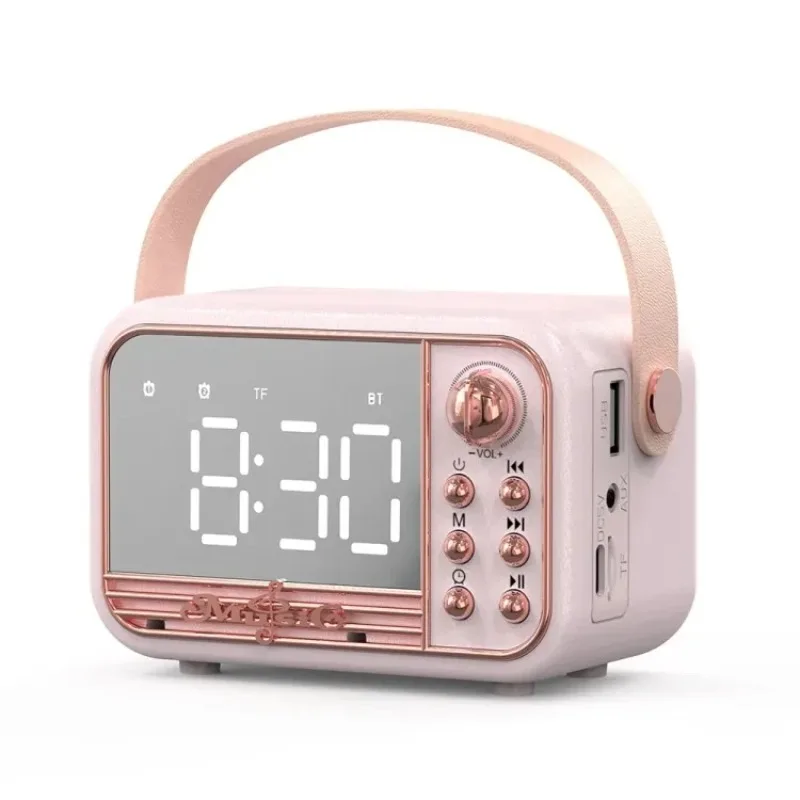 Mini Portable Bluetooth Speaker Family Karaoke Machine  with Wireless Mics for Adults Kids Singing Machine Clock Alarm Function